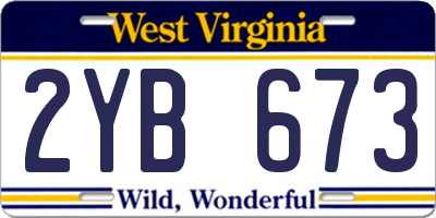 WV license plate 2YB673
