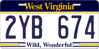 WV license plate 2YB674