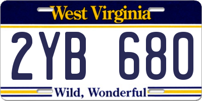 WV license plate 2YB680