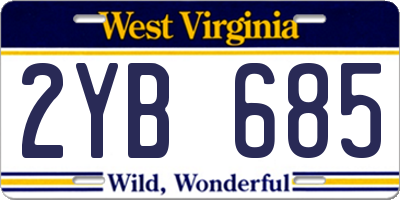 WV license plate 2YB685