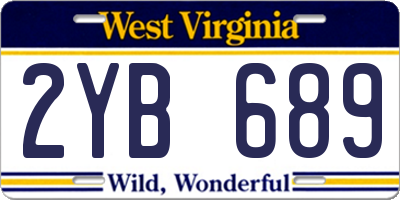 WV license plate 2YB689