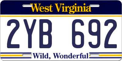 WV license plate 2YB692