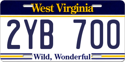WV license plate 2YB700