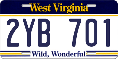 WV license plate 2YB701