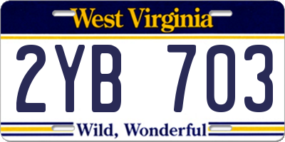 WV license plate 2YB703