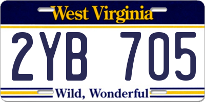 WV license plate 2YB705