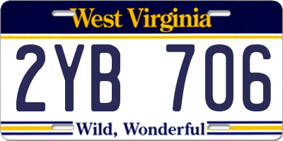 WV license plate 2YB706