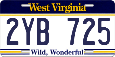 WV license plate 2YB725