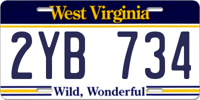 WV license plate 2YB734