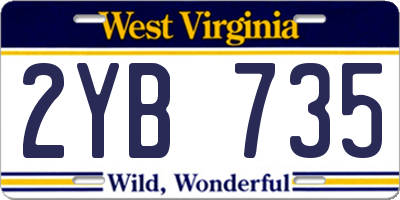 WV license plate 2YB735