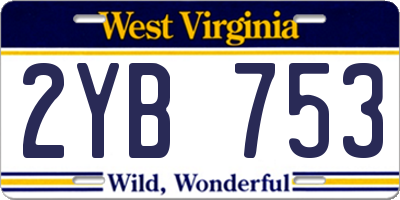 WV license plate 2YB753