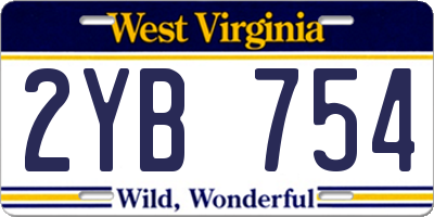 WV license plate 2YB754