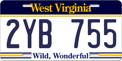 WV license plate 2YB755