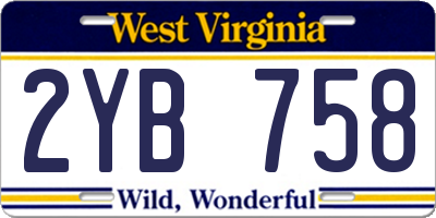 WV license plate 2YB758