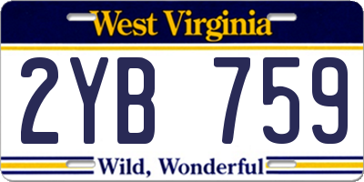 WV license plate 2YB759