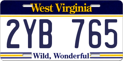 WV license plate 2YB765