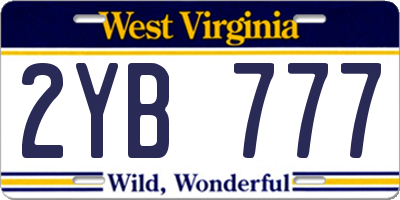 WV license plate 2YB777