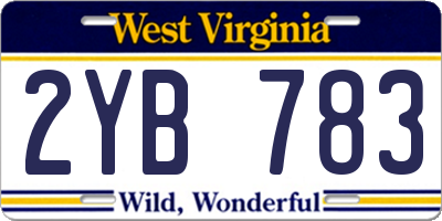 WV license plate 2YB783