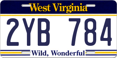 WV license plate 2YB784