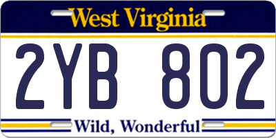 WV license plate 2YB802