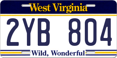 WV license plate 2YB804