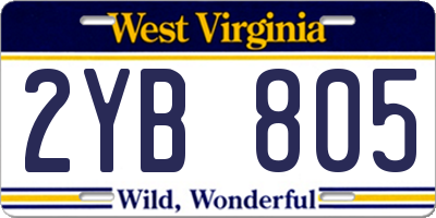 WV license plate 2YB805