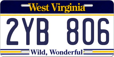 WV license plate 2YB806