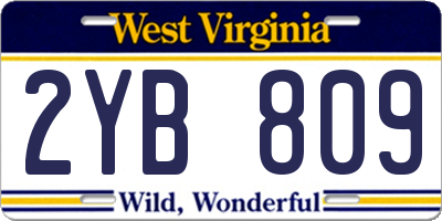 WV license plate 2YB809