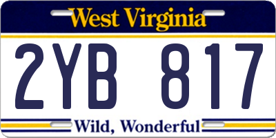 WV license plate 2YB817