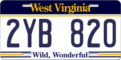 WV license plate 2YB820