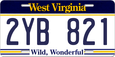 WV license plate 2YB821