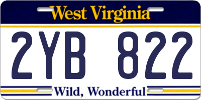 WV license plate 2YB822