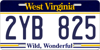 WV license plate 2YB825