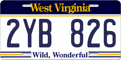 WV license plate 2YB826