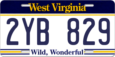 WV license plate 2YB829