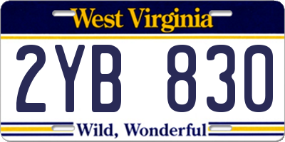WV license plate 2YB830