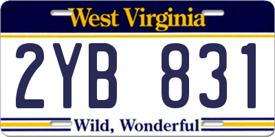 WV license plate 2YB831