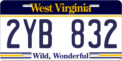 WV license plate 2YB832