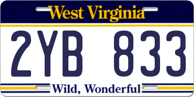 WV license plate 2YB833