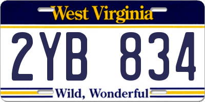 WV license plate 2YB834