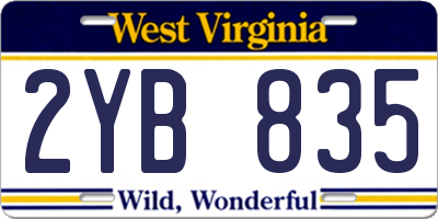 WV license plate 2YB835