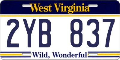WV license plate 2YB837