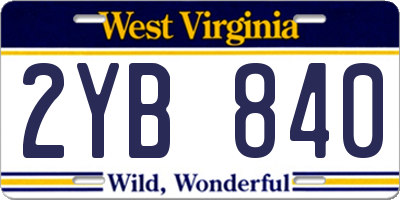 WV license plate 2YB840