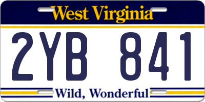 WV license plate 2YB841