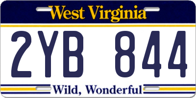 WV license plate 2YB844