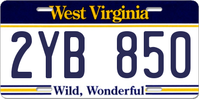 WV license plate 2YB850