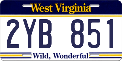 WV license plate 2YB851