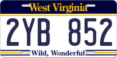 WV license plate 2YB852