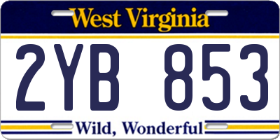 WV license plate 2YB853