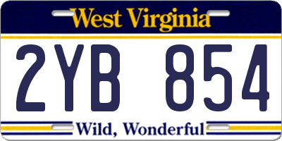 WV license plate 2YB854
